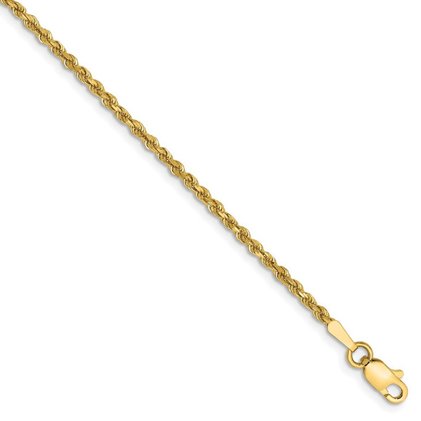 8" 14k Yellow Gold 1.75mm Diamond-cut Rope with Lobster Clasp Chain Bracelet