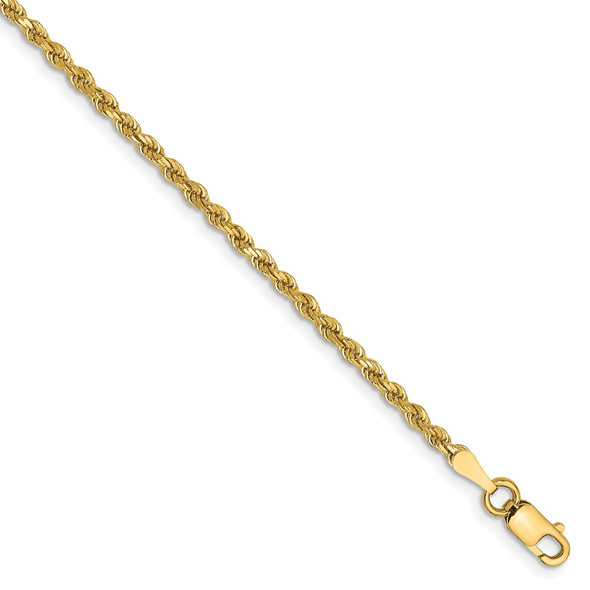 10" 14k Yellow Gold 2mm Diamond-cut Rope Chain Anklet