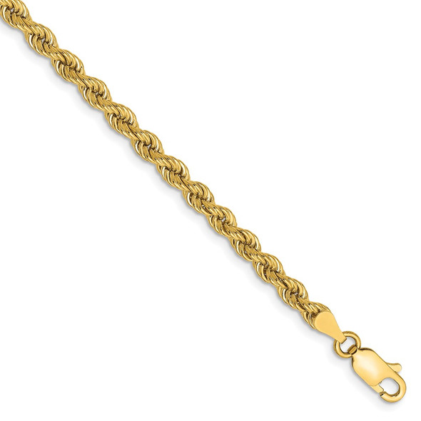 9" 14k Yellow Gold 3.65mm Regular Rope Chain Anklet