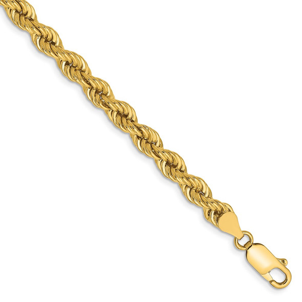 8" 14k Yellow Gold 5mm Regular Rope Chain Bracelet