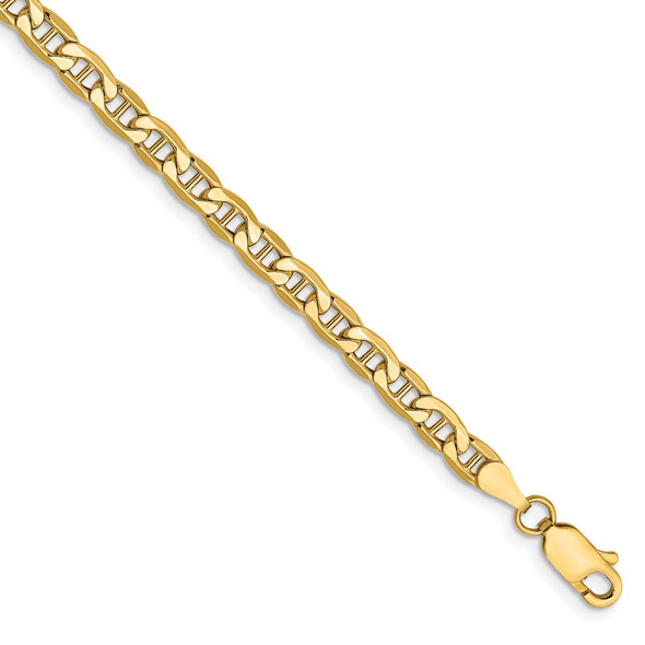 8" 14k Yellow Gold 4mm Semi-Solid Anchor Chain Bracelet