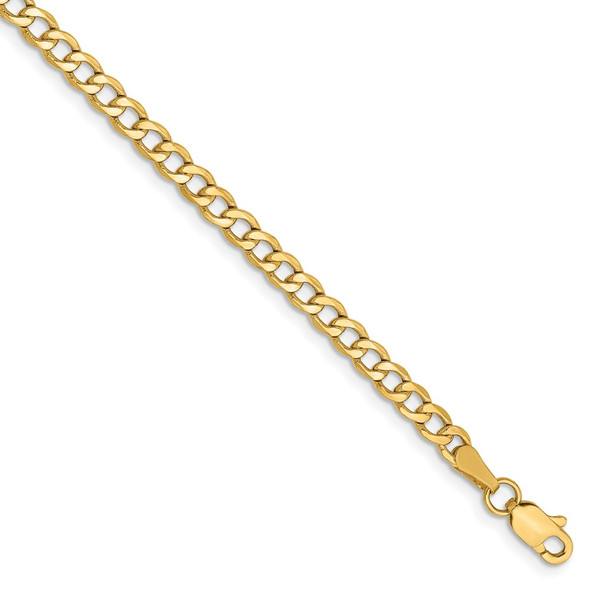 9" 14k Yellow Gold 3.35mm Semi-Solid Curb Chain Anklet