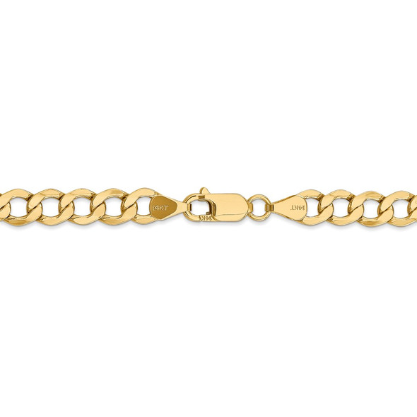 18" 14k Yellow Gold 6.5mm Semi-Solid Curb Chain Necklace