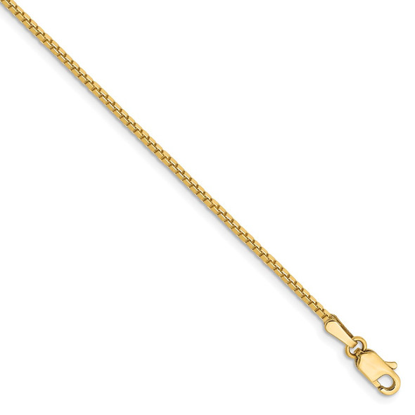 7" 14k Yellow Gold 1.3mm Box Chain Bracelet