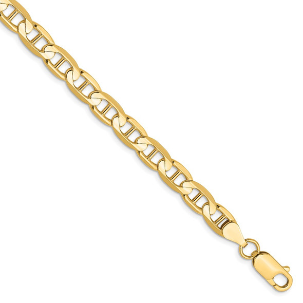 8" 14k Yellow Gold 6.25mm Concave Anchor Chain Bracelet