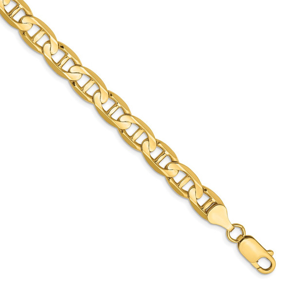 8" 14k Yellow Gold 7mm Concave Anchor Chain Bracelet