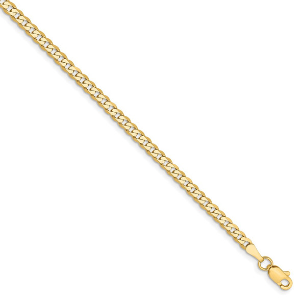 7" 14k Yellow Gold 2.9mm Flat Beveled Curb Chain Bracelet