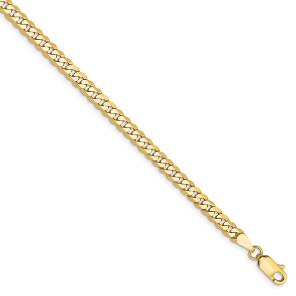 9" 14k Yellow Gold 3.9mm Flat Beveled Curb Chain Anklet