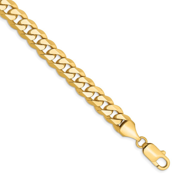 8" 14k Yellow Gold 8.5mm Flat Beveled Curb Chain Bracelet
