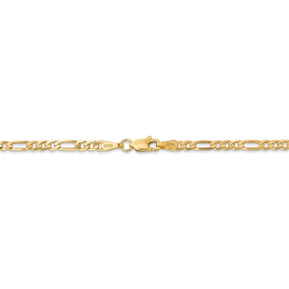 22" 14k Yellow Gold 3mm Flat Figaro Chain Necklace