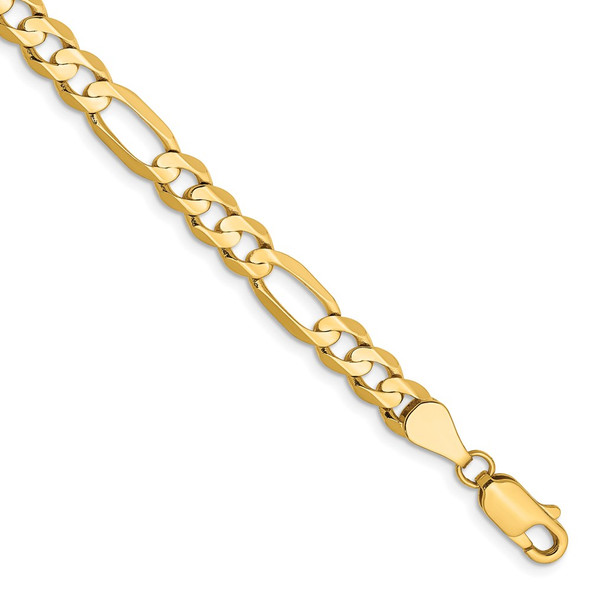 7" 14k Yellow Gold 5.5mm Concave Open Figaro Chain Bracelet
