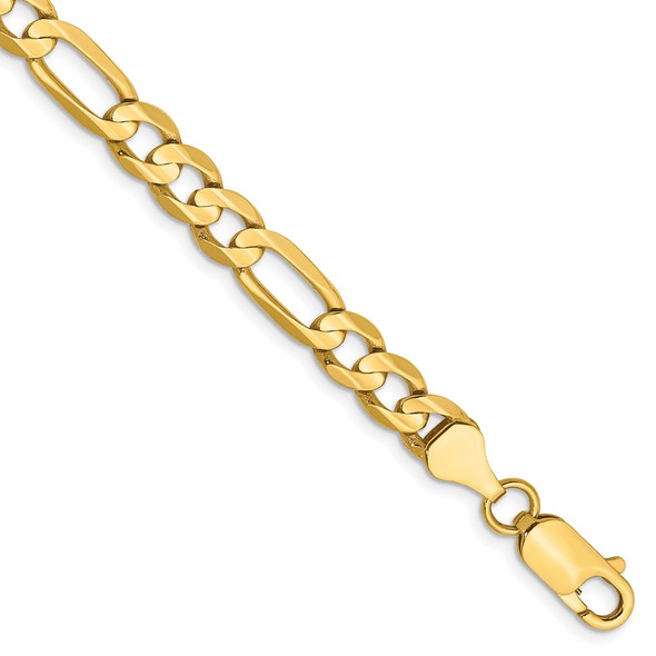 8" 14k Yellow Gold 6mm Concave Open Figaro Chain Bracelet