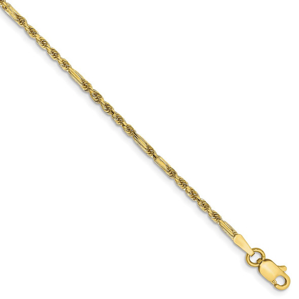 10" 14k Yellow Gold 1.8mm Diamond-cut Milano Rope Chain Anklet