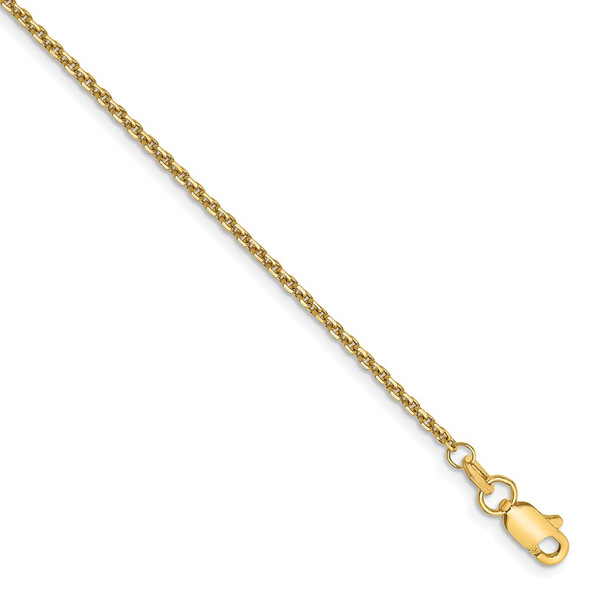 9" 14k Yellow Gold 1.45mm Solid Diamond-cut Cable Chain Anklet