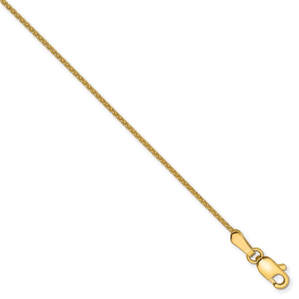 6" 14k Yellow Gold 1mm Diamond-cut Spiga with Lobster Clasp Chain Bracelet