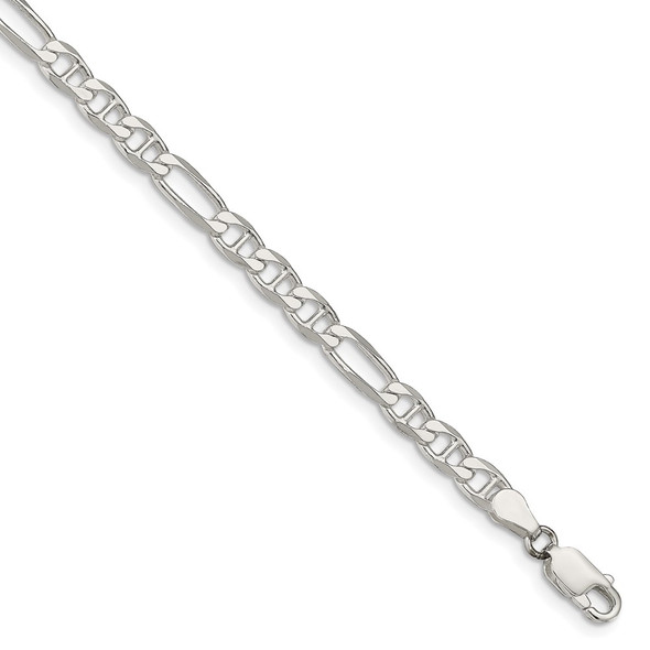 7" Sterling Silver 4.5mm Figaro Anchor Chain Bracelet