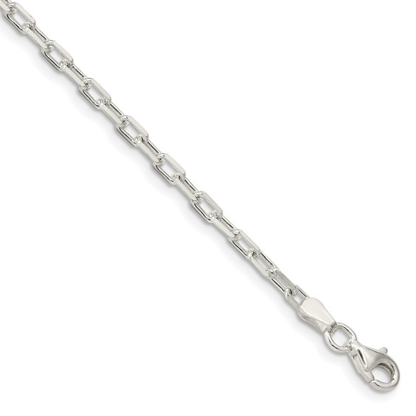 8" Sterling Silver 2.9mm Diamond-cut Long Link Cable Chain Bracelet