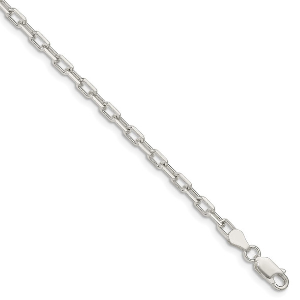 7" Sterling Silver 3.5mm Diamond-cut Long Link Cable Chain Bracelet