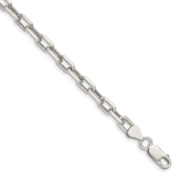 8" Sterling Silver 5.5mm Diamond-cut Long Link Cable Chain Bracelet