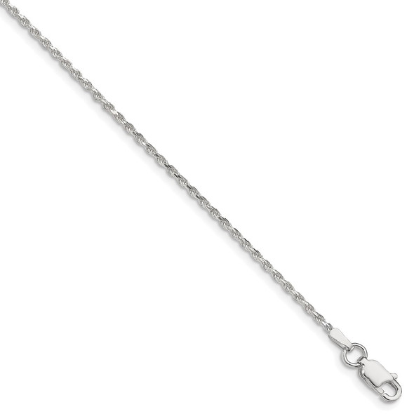 8" Sterling Silver 1.5mm Diamond-cut Rope Chain Bracelet