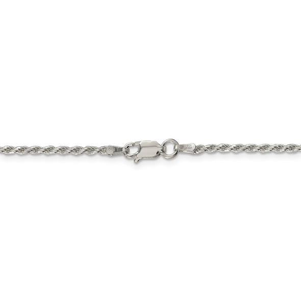 36" Sterling Silver 1.85mm Diamond-cut Rope Chain Necklace