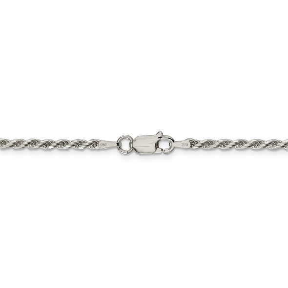 16" Rhodium-plated Sterling Silver 2.25mm Diamond-cut Rope Chain Necklace