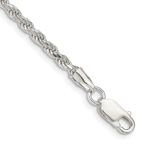 9" Sterling Silver 2.75mm Diamond-cut Rope Chain Anklet