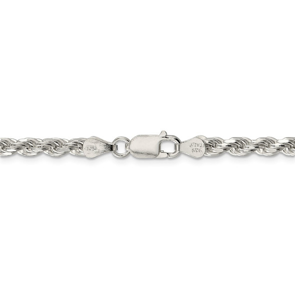 36" Sterling Silver 4.25mm Diamond-cut Rope Chain Necklace