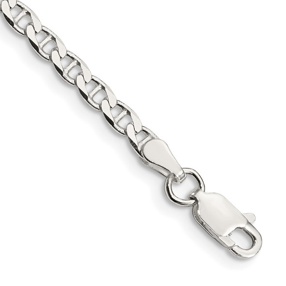 7" Sterling Silver 3.15mm Flat Cuban Anchor Chain Bracelet