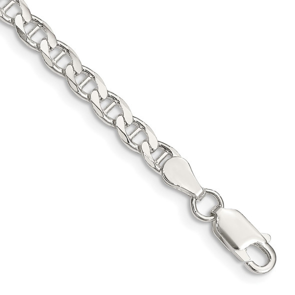 7" Sterling Silver 4.15mm Flat Cuban Anchor Chain Bracelet