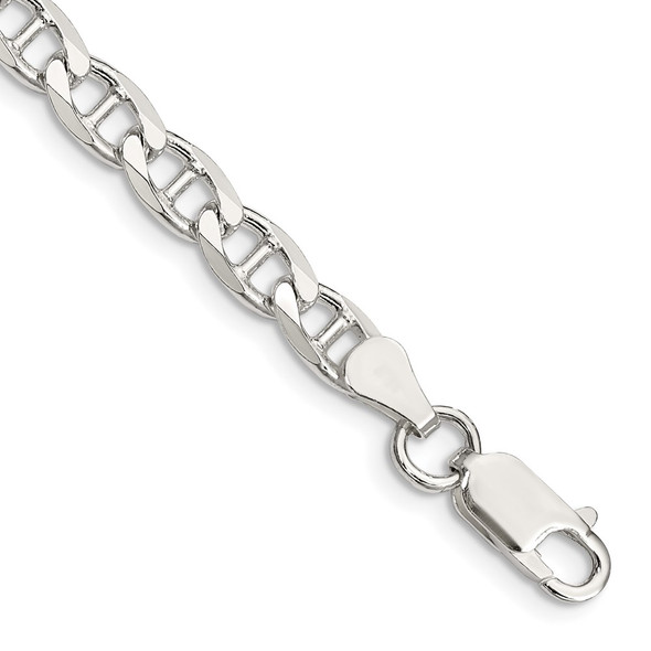 9" Sterling Silver 5.7mm Flat Cuban Anchor Chain Bracelet