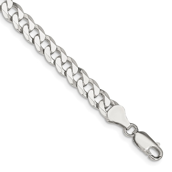 8" Sterling Silver 6mm Beveled Curb Chain Bracelet
