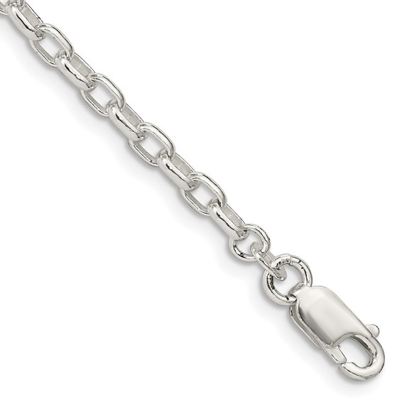 7" Sterling Silver 3.2mm Oval Fancy Rolo Chain Bracelet