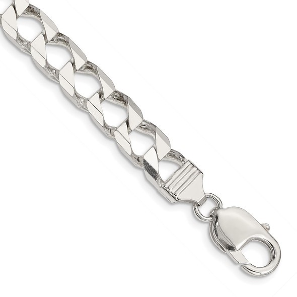 8" Sterling Silver 6.75mm Flat Open Curb Chain Bracelet