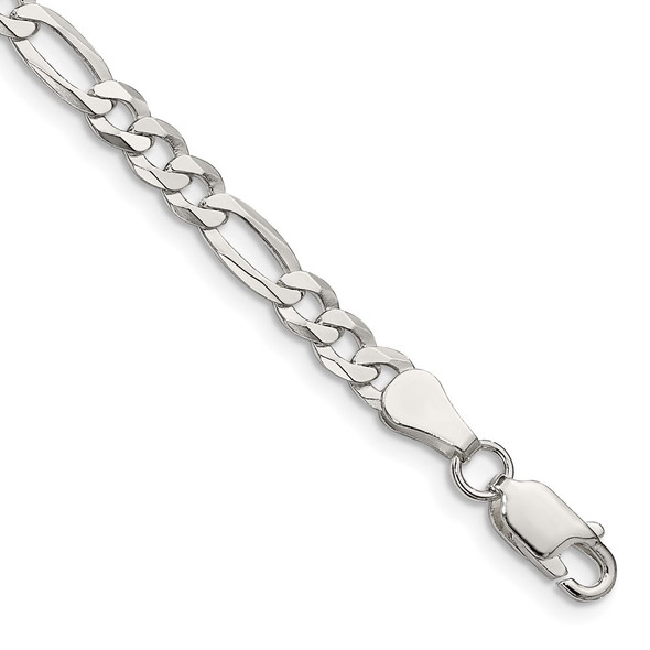 9" Sterling Silver 4.5mm Lightweight Flat Figaro Chain Bracelet