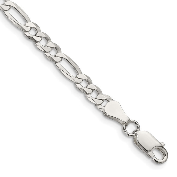 8" Sterling Silver 4.5mm Lightweight Flat Figaro Chain Bracelet