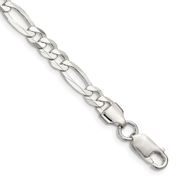 7" Sterling Silver 5.5mm Lightweight Flat Figaro Chain Bracelet