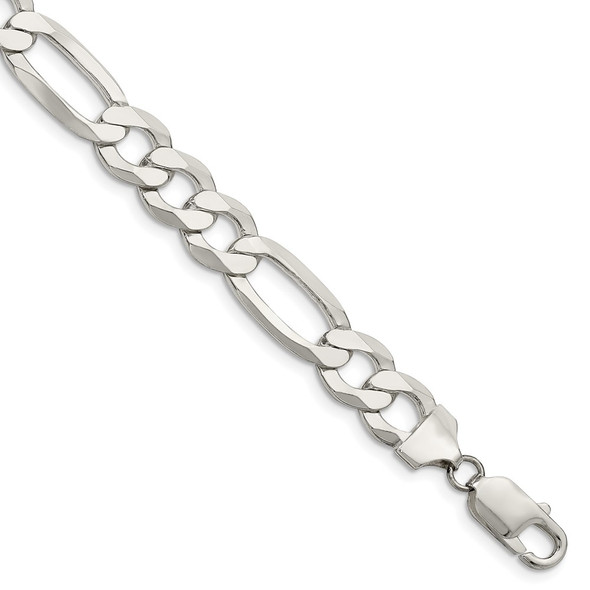 8" Sterling Silver 9.5mm Lightweight Flat Figaro Chain Bracelet