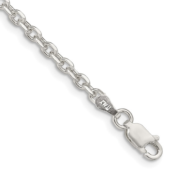 7" Sterling Silver 2.75mm Diamond-cut Forzantina Cable Chain Bracelet