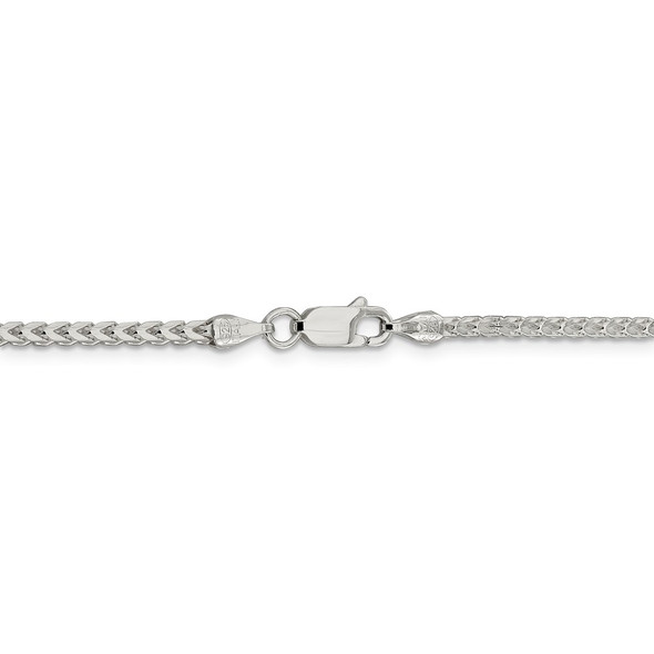 30" Sterling Silver 2.55mm Diamond-cut Square Franco Chain Necklace