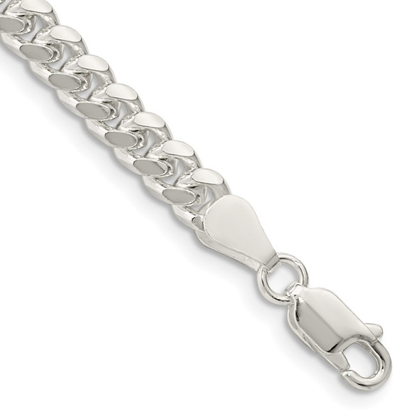 7" Sterling Silver 5mm Domed w/ Side Diamond-cut Curb Chain Bracelet