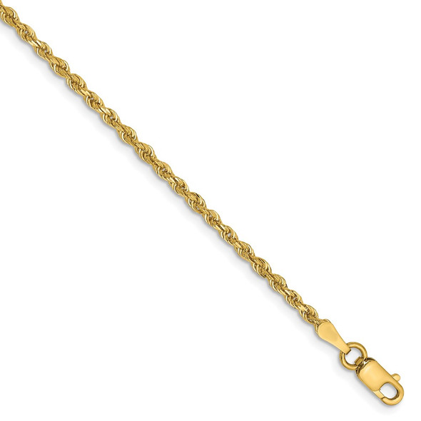 9" 14k Yellow Gold 2.00mm Diamond-cut Quadruple Rope Chain Anklet