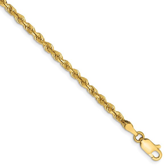 8" 14k Yellow Gold 3.0mm Diamond-cut Quadruple Rope Chain Bracelet