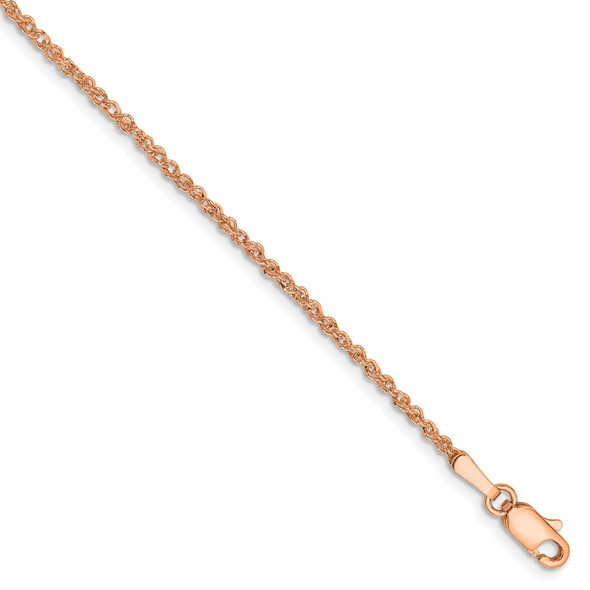 9" 14K Rose Gold 1.7mm Ropa Chain Anklet