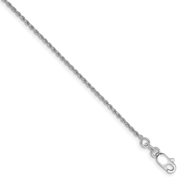 6" 14k White Gold 1.15mm Diamond-cut Machine-made Rope Chain Bracelet