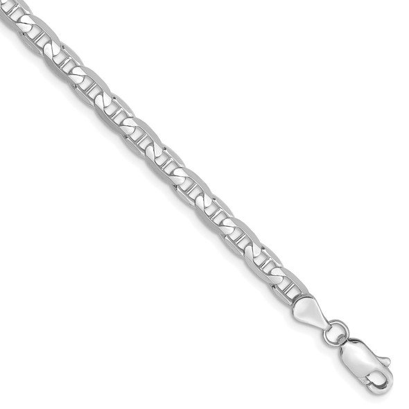 7" 14k White Gold 3.75mm Concave Anchor Chain Bracelet