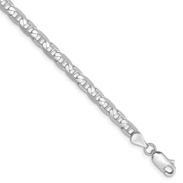8" 14k White Gold 3.75mm Concave Anchor Chain Bracelet