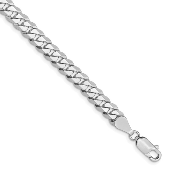 7" 14k White Gold 5.75mm Flat Beveled Curb Chain Bracelet