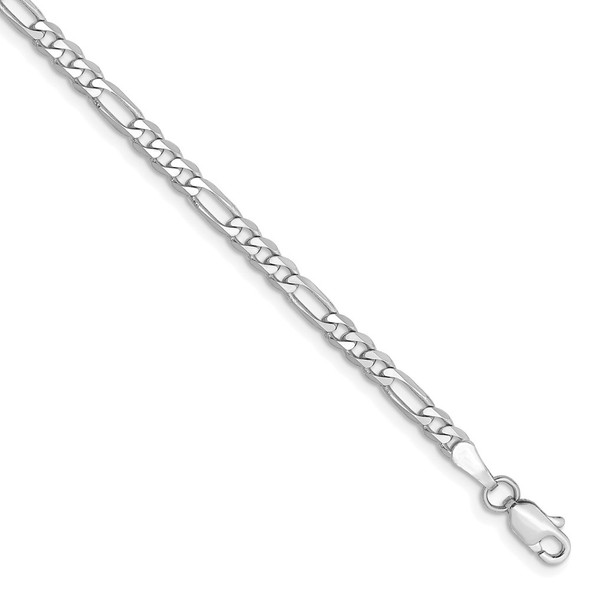 7" 14k White Gold 3.0mm Flat Figaro Chain Bracelet