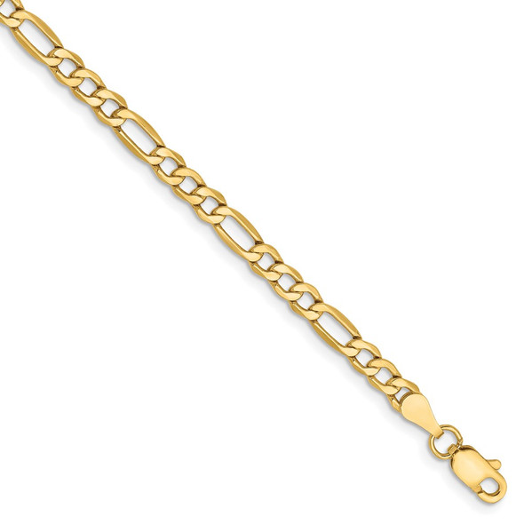 10" 14k Yellow Gold 3.5mm Semi-Solid Figaro Chain Anklet